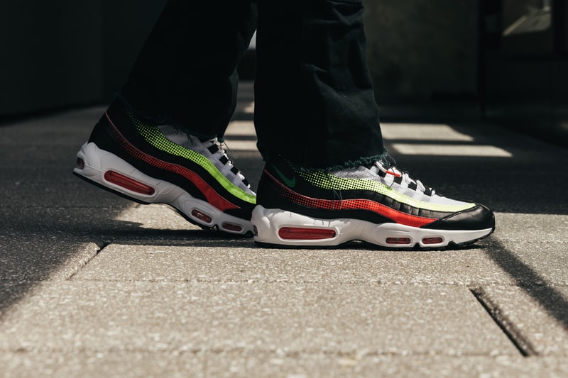 Bloomingdale's Nike Air Max 95 & adidas Slamcourt whtie gold green volt orange black white am95 sneakers running fashion tennis vintage 