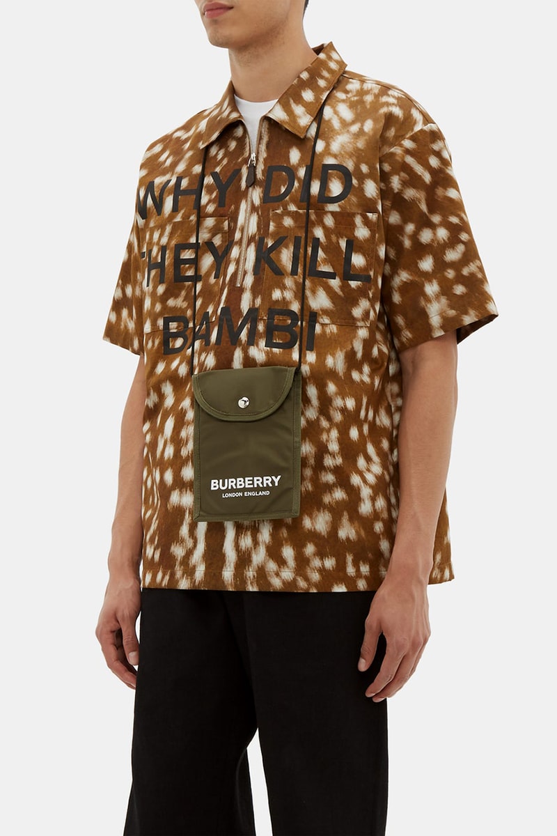 Burberry "Why Did They Kill Bambi?" Deer Print Shirt Cotton Leather Zipper Riccardo Tisci Menswear Spring Summer 2019 SS19 Runway Piece Sex Pistols Vivienne Westwood 