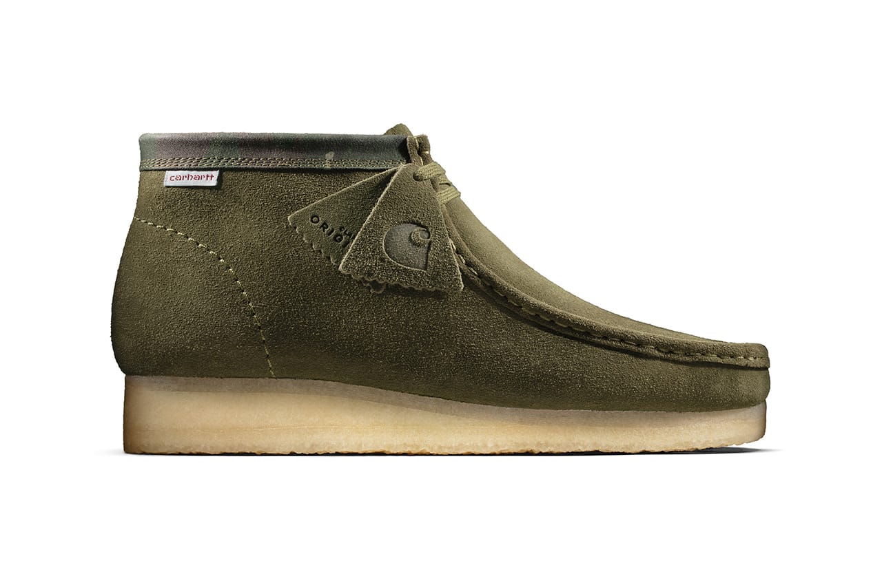 olive green clarks wallabees