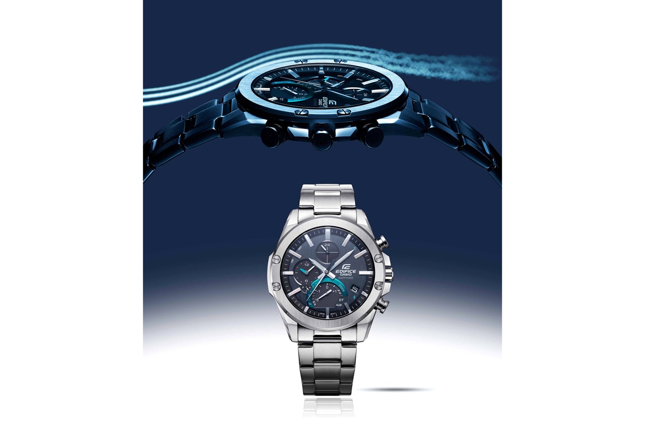 Casio EQB1000D-1A Edifice Collection Sapphire Crystals Bluetooth Silver Teal