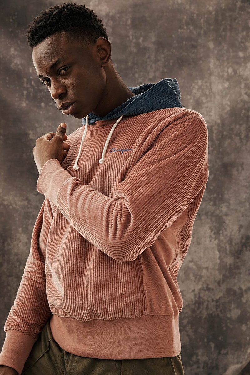 Champion Reverse Weave Fall Winter 2019 FW19 Collection Lookbook Pieces Pre Shrunk Garments Sweaters Sweatpants Corduroy Velour Fleece forest green mustard yellow khaki burnt orange