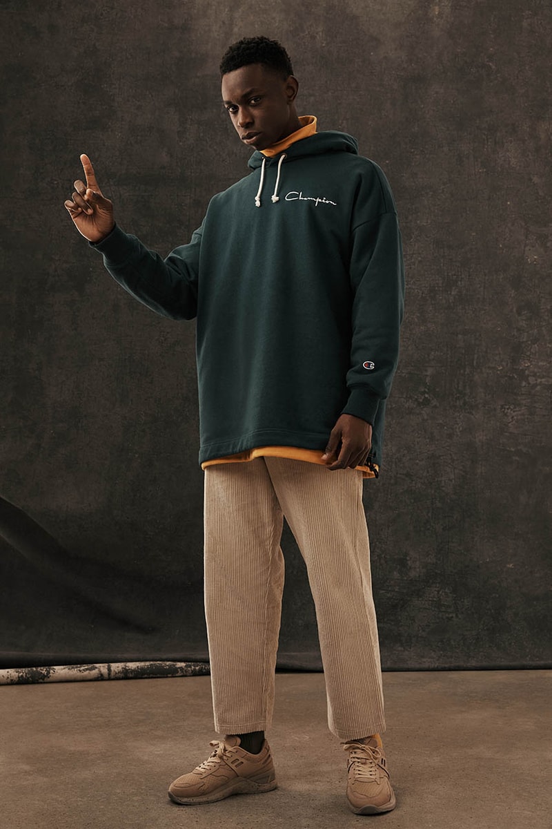 Champion Reverse Weave Fall Winter 2019 FW19 Collection Lookbook Pieces Pre Shrunk Garments Sweaters Sweatpants Corduroy Velour Fleece forest green mustard yellow khaki burnt orange