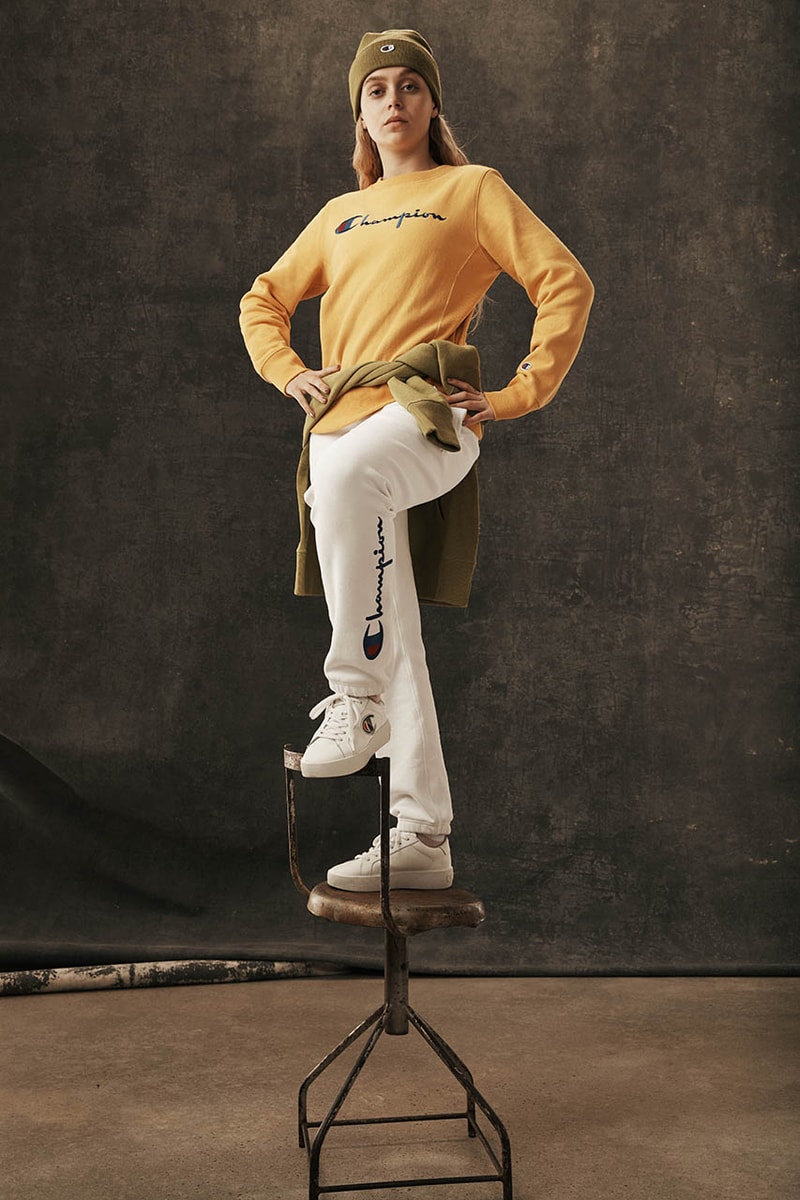 Champion Reverse Weave Fall Winter 2019 FW19 Collection Lookbook Pieces Pre Shrunk Garments Sweaters Sweatpants Corduroy Velour Fleece forest green mustard yellow khaki burnt orange