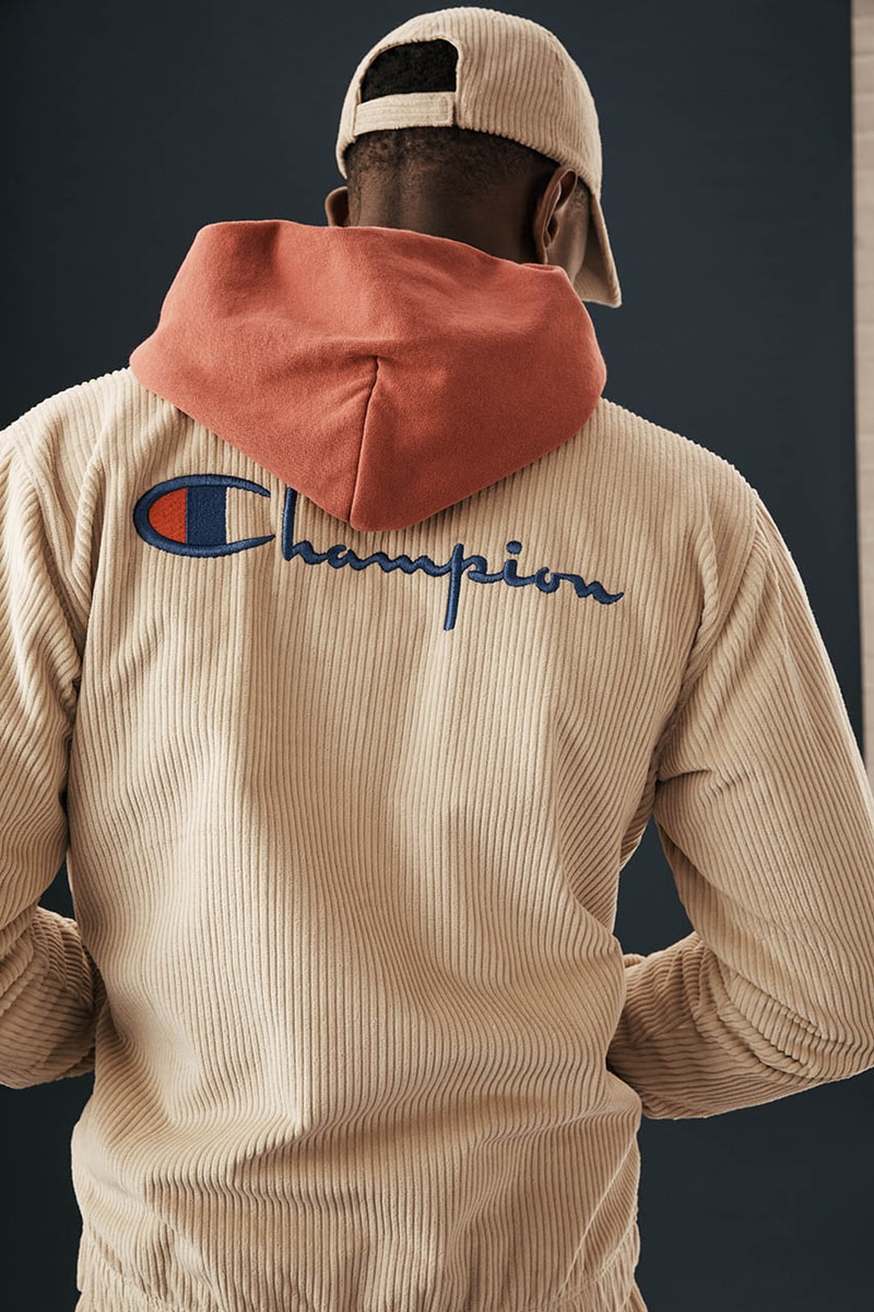 Champion Reverse Weave Fall Winter 2019 FW19 Collection Lookbook Pieces Pre Shrunk Garments Sweaters Sweatpants Corduroy Velour Fleece forest green mustard yellow khaki burnt orange