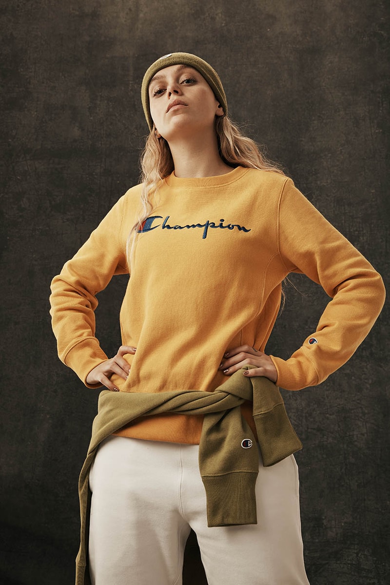Champion Reverse Weave Fall Winter 2019 FW19 Collection Lookbook Pieces Pre Shrunk Garments Sweaters Sweatpants Corduroy Velour Fleece forest green mustard yellow khaki burnt orange