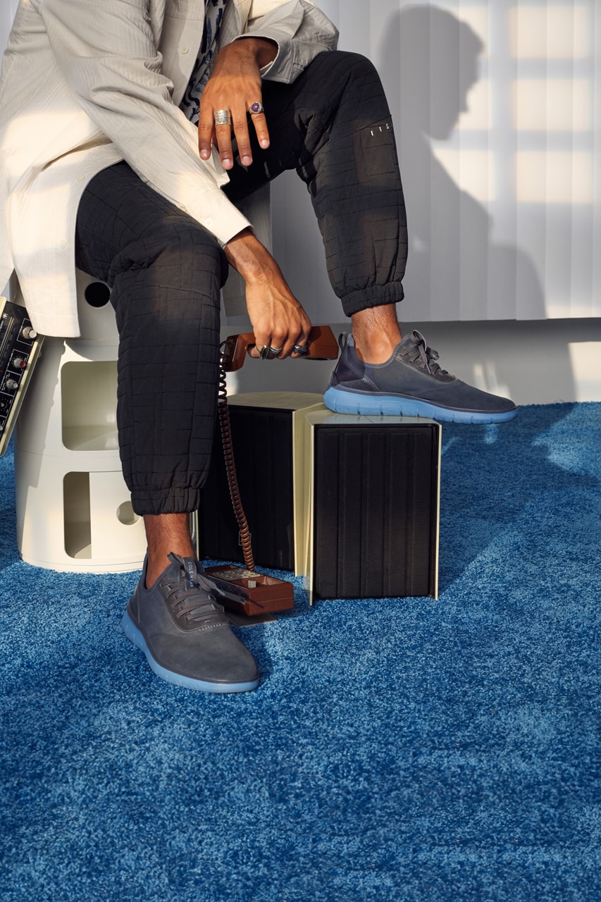 Cole Haan Generation ZERØGRAND white shoe cushioning fashion utility military blue yellow grey dark telephone