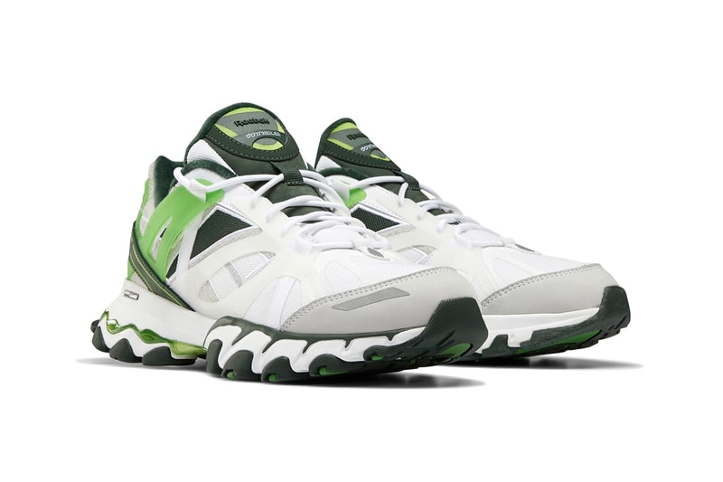 Cottweiler Reebok DMX Trail Shadow White Electric Green mesh suede grey dmx shear midsole sneaker footwear shoes dark forest functional hi tech progressive