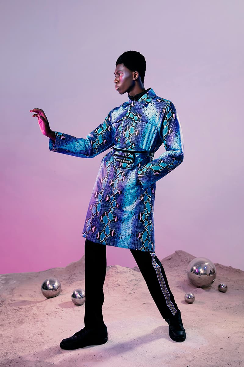 Daily Paper Fall Winter 2019 FW19 Campaign Lookbook Collection Amsterdam Label Imagery First Look Official Clothing Streetwear Afrofuturism Technical Suits Tie Dye Snake Prints