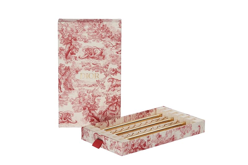 Dior $150 USD Reusable Straws hand blown gold printed details red white box set of 6 sustainability