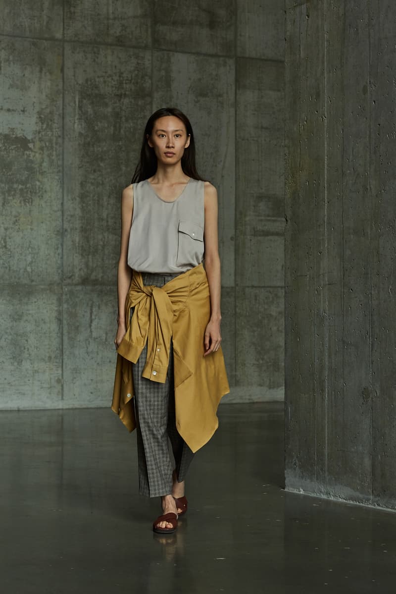 École de Pensée Spring/Summer 2020 Lookbook Blazers Jackets Shirts Trousers Pants Shorts Striped Tweed Blue Yellow Gray