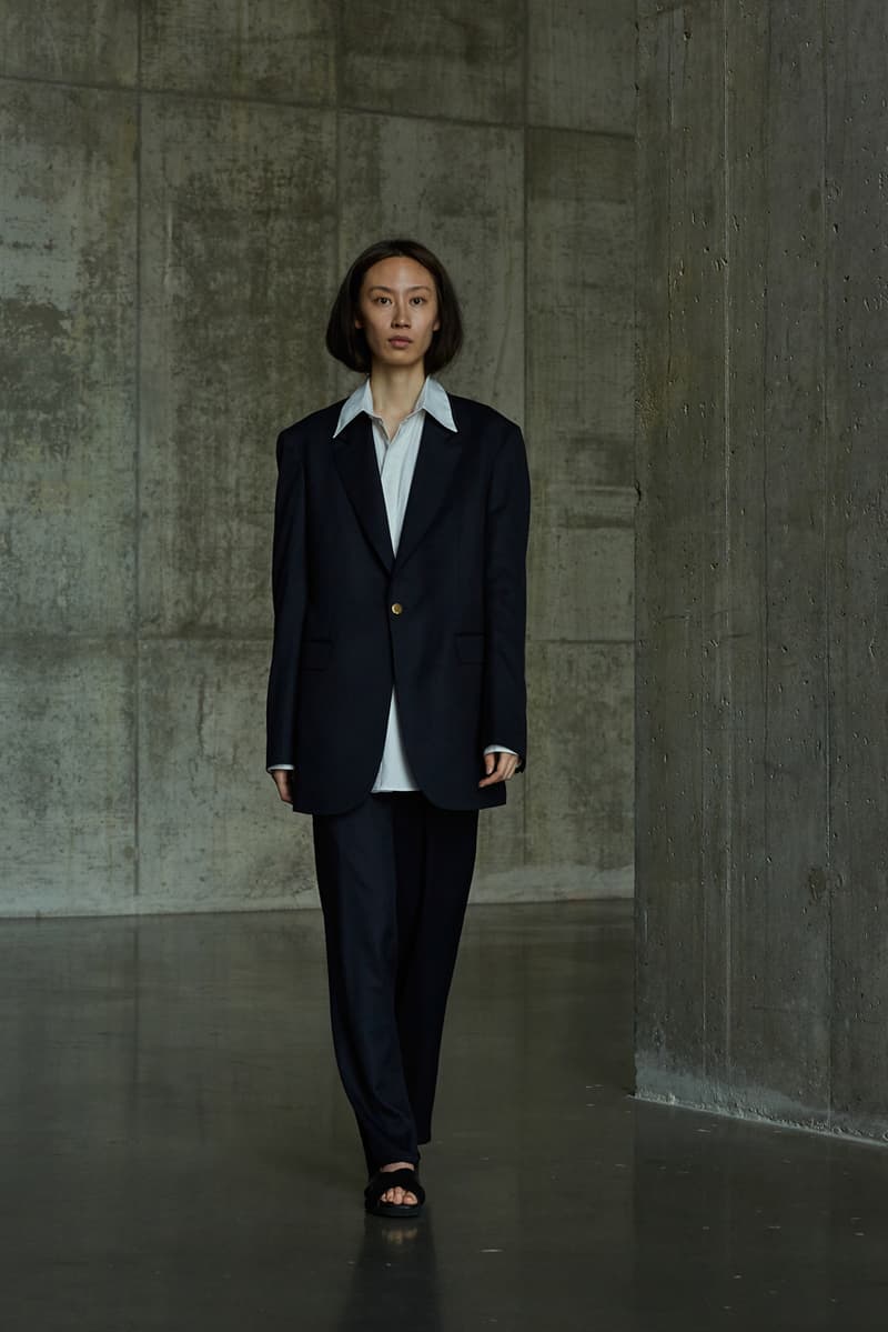 École de Pensée Spring/Summer 2020 Lookbook Blazers Jackets Shirts Trousers Pants Shorts Striped Tweed Blue Yellow Gray