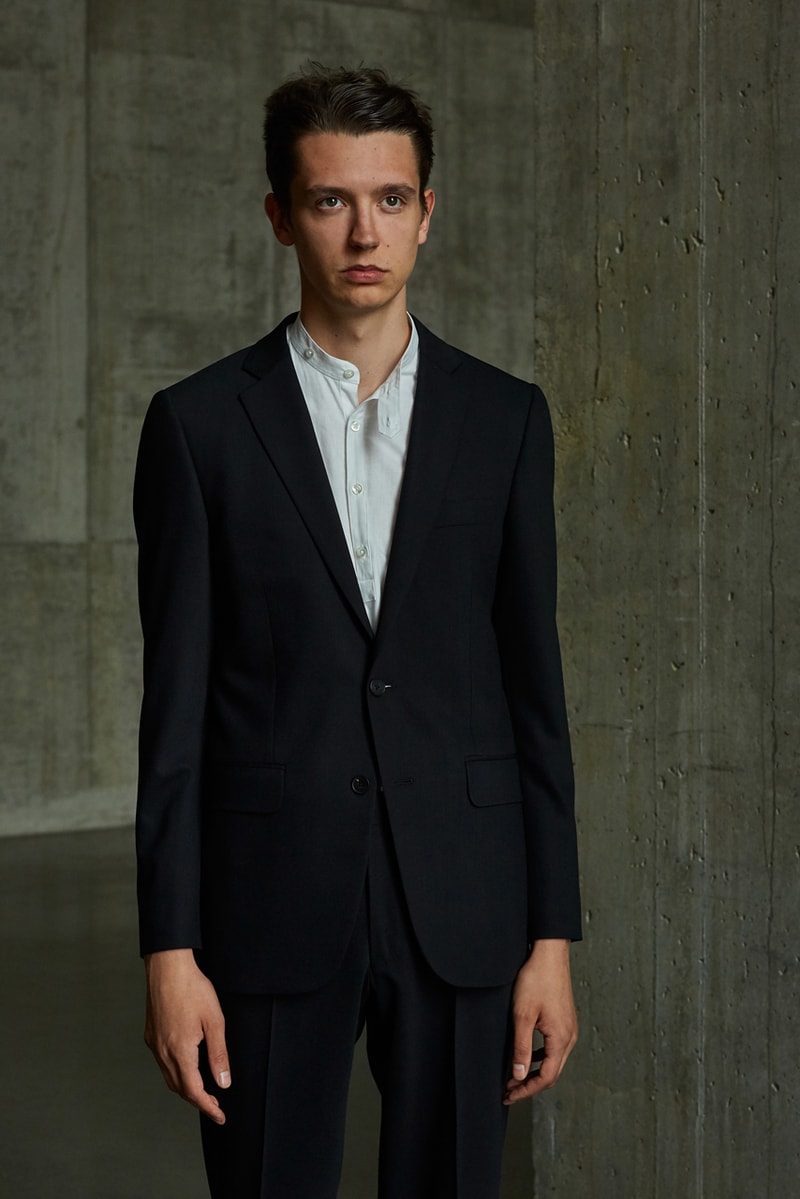 École de Pensée Spring/Summer 2020 Lookbook Blazers Jackets Shirts Trousers Pants Shorts Striped Tweed Blue Yellow Gray 