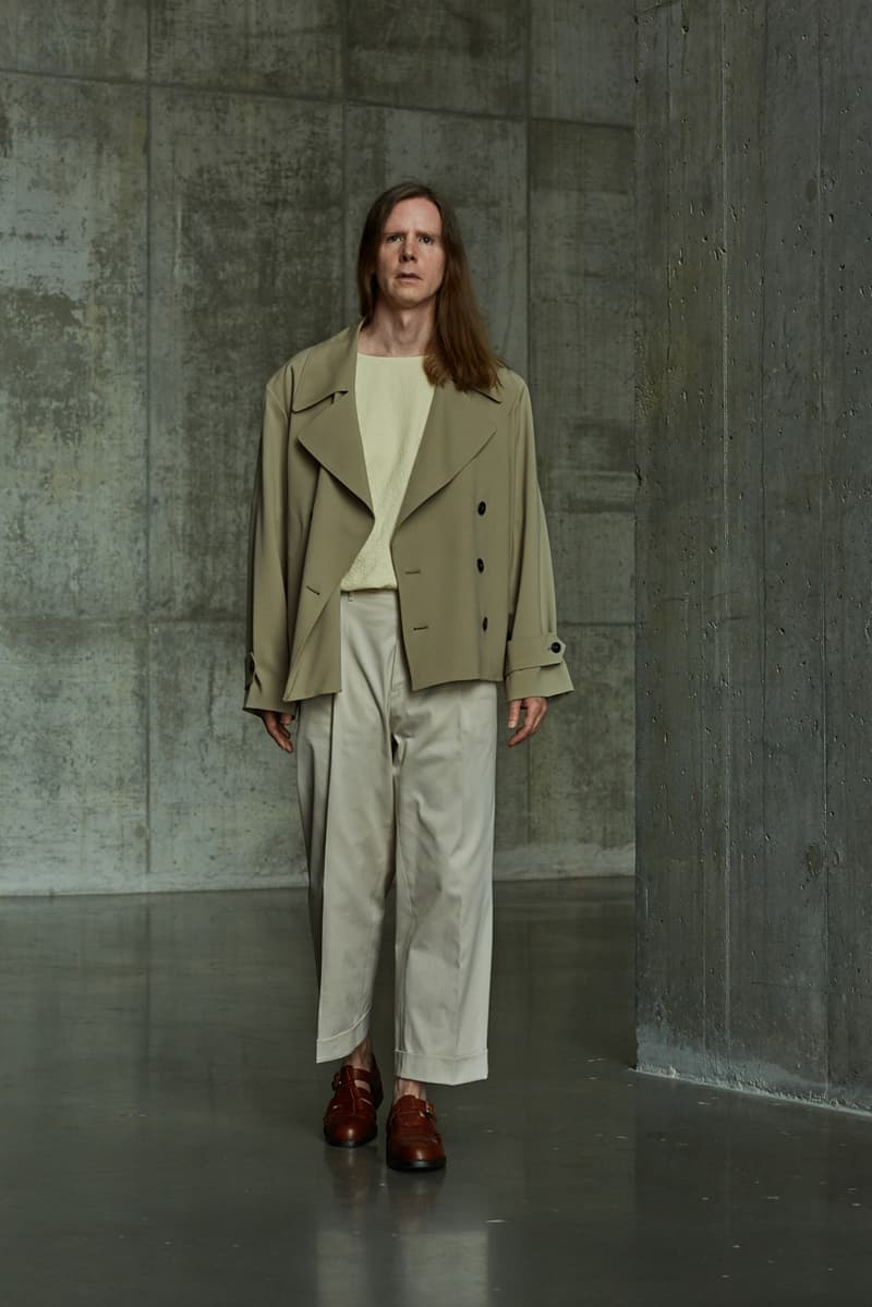 École de Pensée Spring/Summer 2020 Lookbook Blazers Jackets Shirts Trousers Pants Shorts Striped Tweed Blue Yellow Gray 