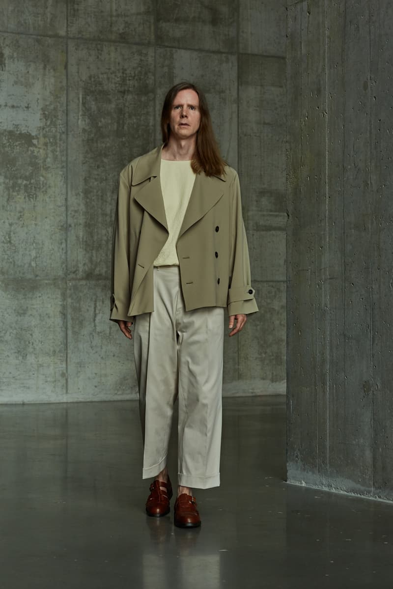 École de Pensée Spring/Summer 2020 Lookbook Blazers Jackets Shirts Trousers Pants Shorts Striped Tweed Blue Yellow Gray