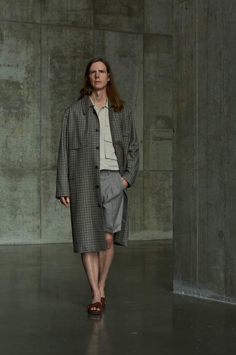 École de Pensée Spring/Summer 2020 Lookbook Blazers Jackets Shirts Trousers Pants Shorts Striped Tweed Blue Yellow Gray