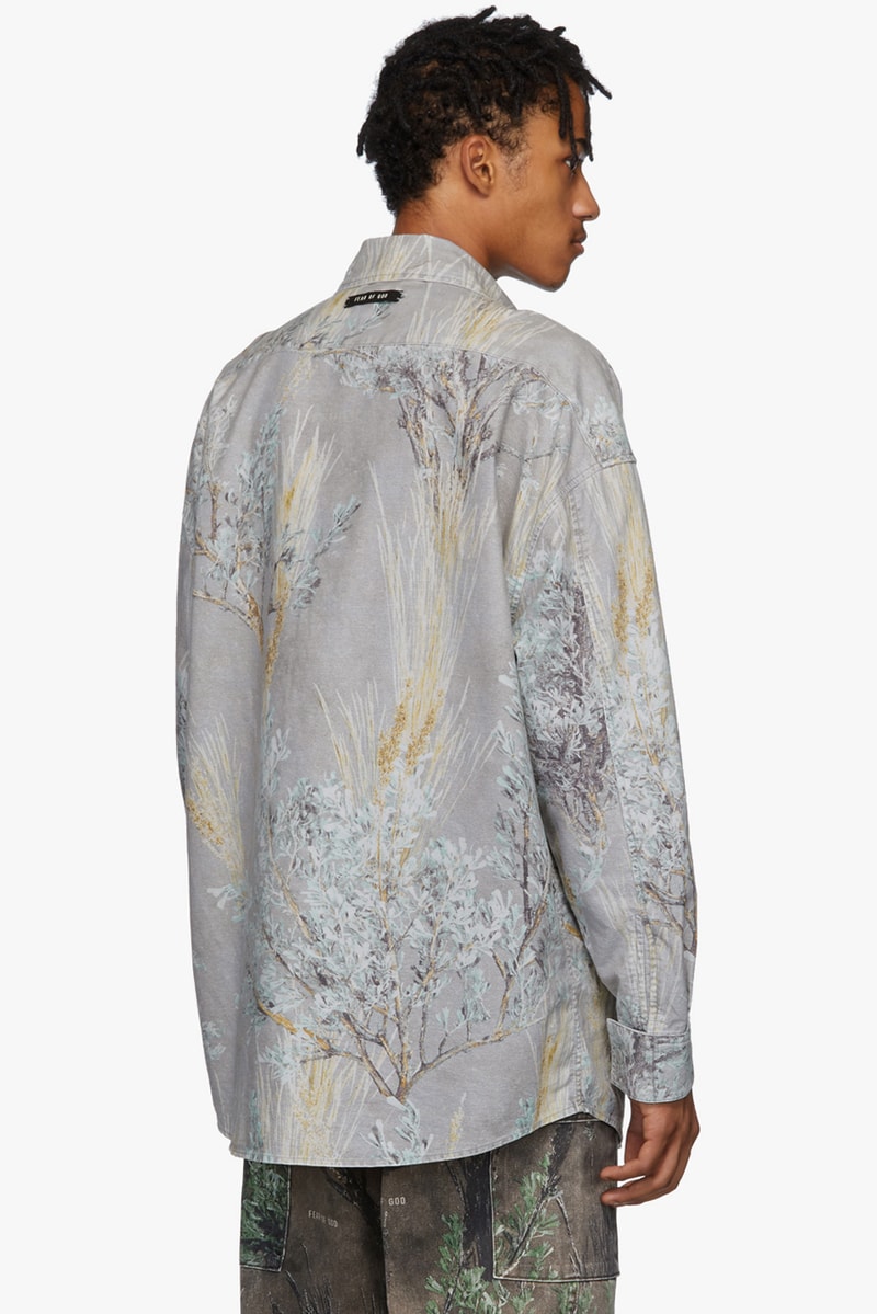 fear of god fall winter 2019 collection release iridescent jacket fg branded logo hoodies varsity jacket camouflage camo pants shirt 
