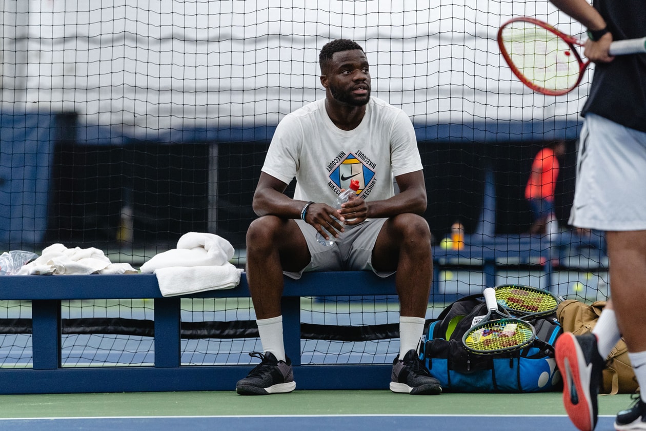 frances tiafoe tennis atp us open 2019 practice serve forehand backhand court nike sneakers amex american express smile serena venus williams american america new york city lebron james