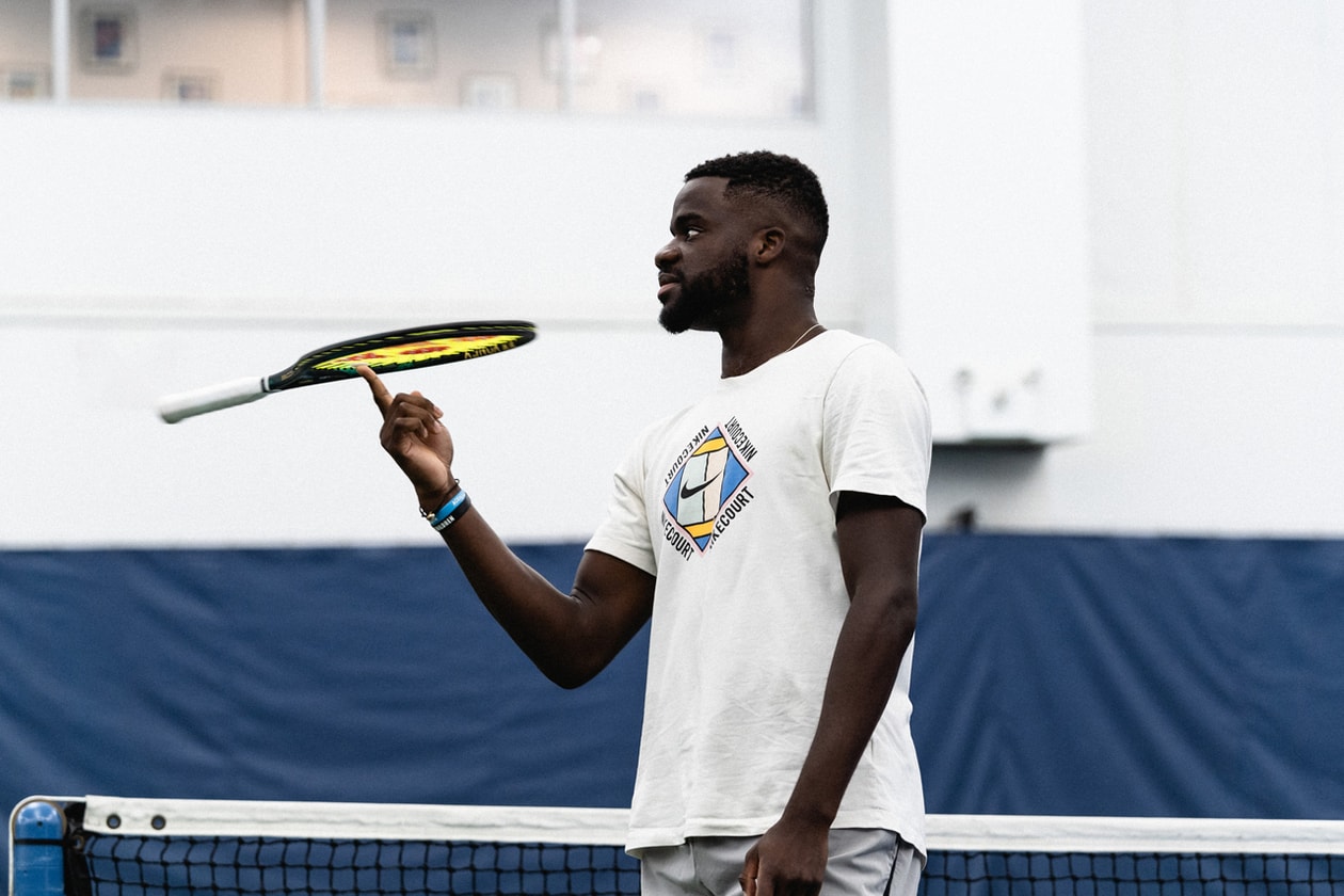 frances tiafoe tennis atp us open 2019 practice serve forehand backhand court nike sneakers amex american express smile serena venus williams american america new york city lebron james