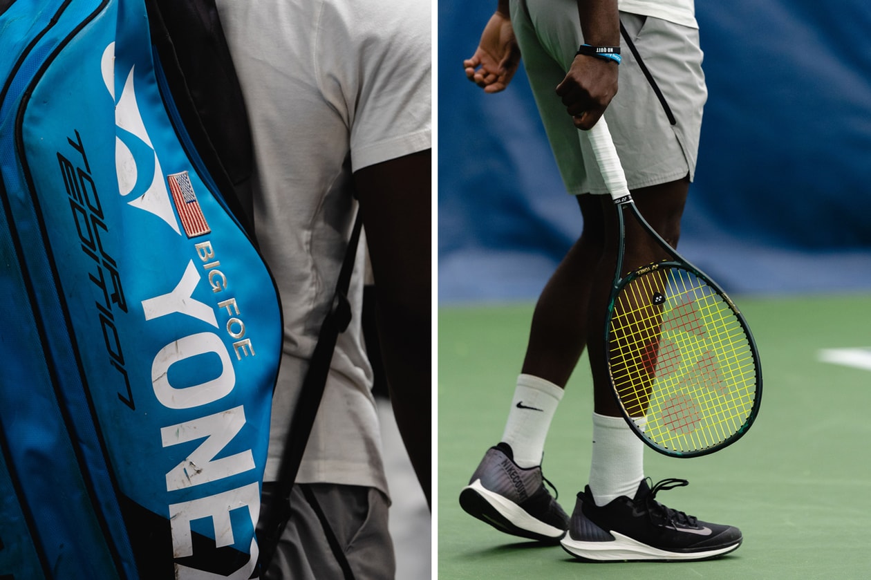 frances tiafoe tennis atp us open 2019 practice serve forehand backhand court nike sneakers amex american express smile serena venus williams american america new york city lebron james