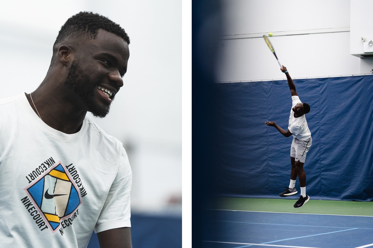 frances tiafoe tennis atp us open 2019 practice serve forehand backhand court nike sneakers amex american express smile serena venus williams american america new york city lebron james