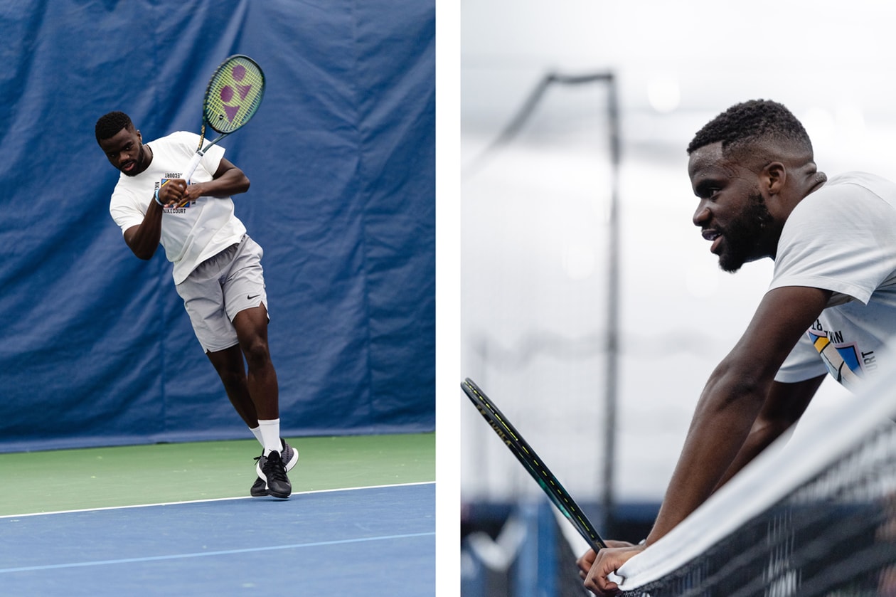 frances tiafoe tennis atp us open 2019 practice serve forehand backhand court nike sneakers amex american express smile serena venus williams american america new york city lebron james