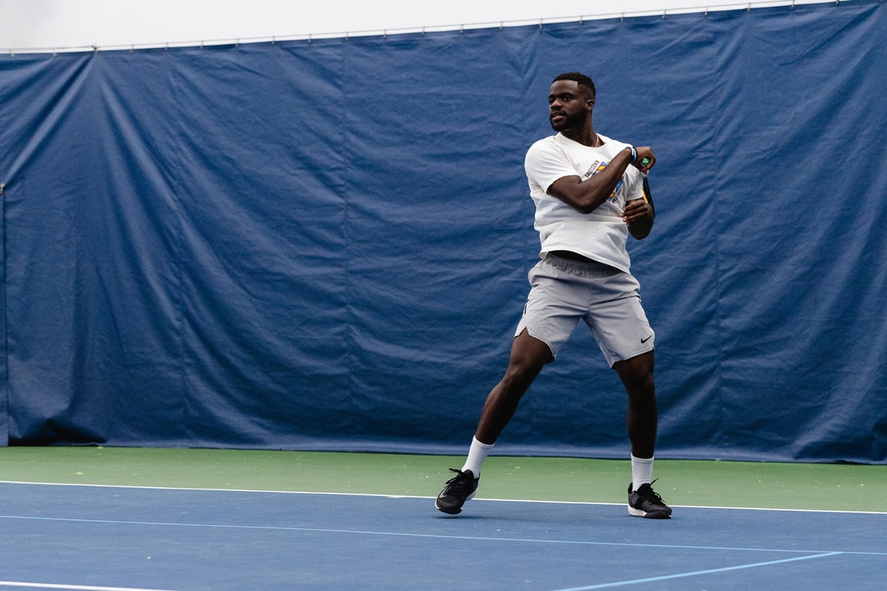 frances tiafoe tennis atp us open 2019 practice serve forehand backhand court nike sneakers amex american express smile serena venus williams american america new york city lebron james