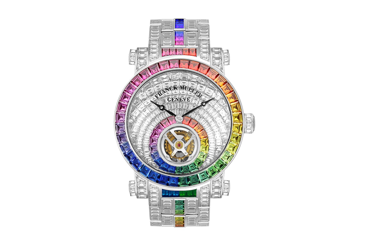 Franck Muller Rainbow Invisible Setting Tourbillon Watch Release Information Closer Look Swiss Luxury Timepiece World Brand Piazza 2019 baguette diamond Diamonds Sapphires 