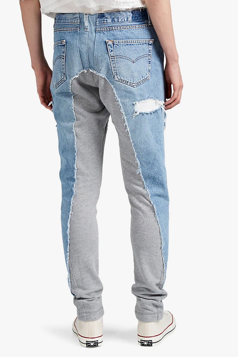 greg lauren denim french terry slim jeans patchwork plaid release 