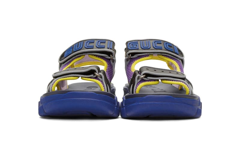 Gucci Black and Blue Yellow Aguru Sandals Release