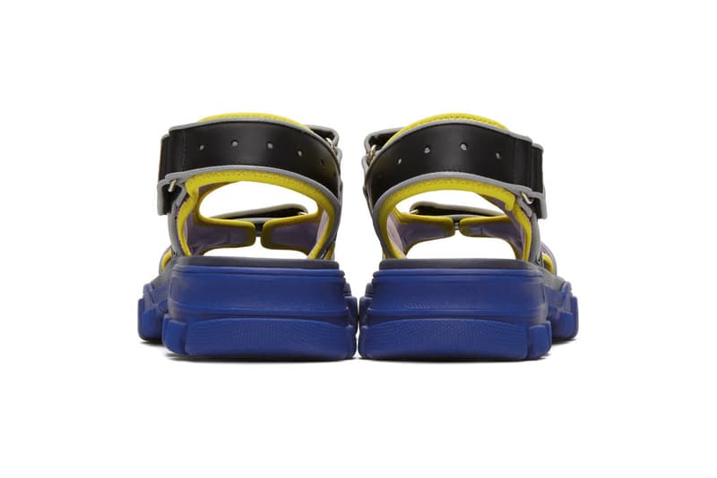 Gucci Black and Blue Yellow Aguru Sandals Release