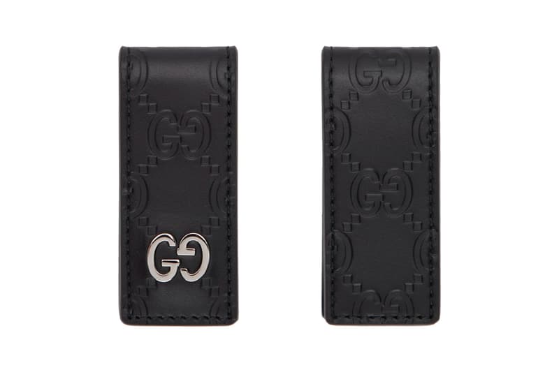 Gucci Black Leather Money Clip silver gold bee monogram Release Info Buy Black