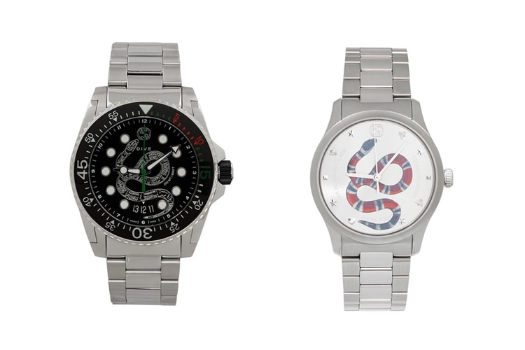 Gucci Releases Stainless Steel Silver-Tone Snake Watches