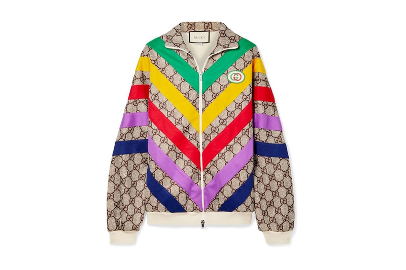 Gucci Retro Rainbow Track Jacket Release monogram gg outerwear italian net-a-porter 