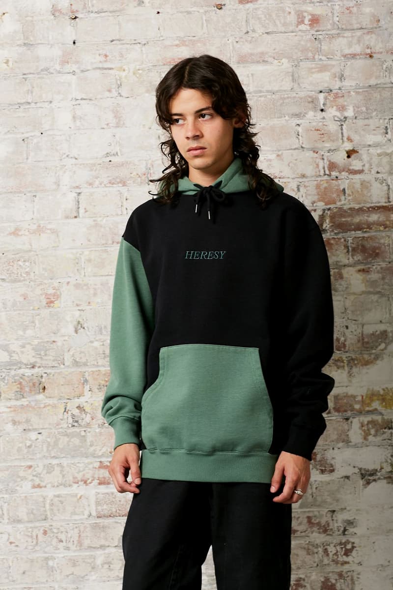 HERESY Fall Winter 2019 FW19 Collection Lookbook Arktis Collaboration "Growing" Folk Nomadic Prints Designs Blanket Scarf Outerwear Coats Camouflage Print Workwear Gloves Hats