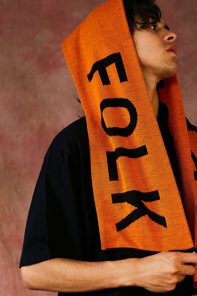 HERESY Fall Winter 2019 FW19 Collection Lookbook Arktis Collaboration "Growing" Folk Nomadic Prints Designs Blanket Scarf Outerwear Coats Camouflage Print Workwear Gloves Hats 