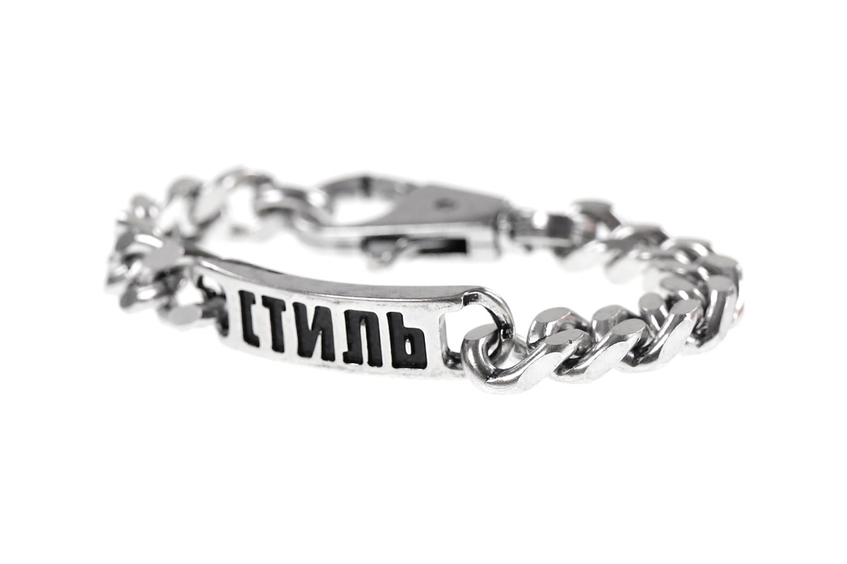 heron preston silver tone brass chain link barbed wire bracelet necklace ring