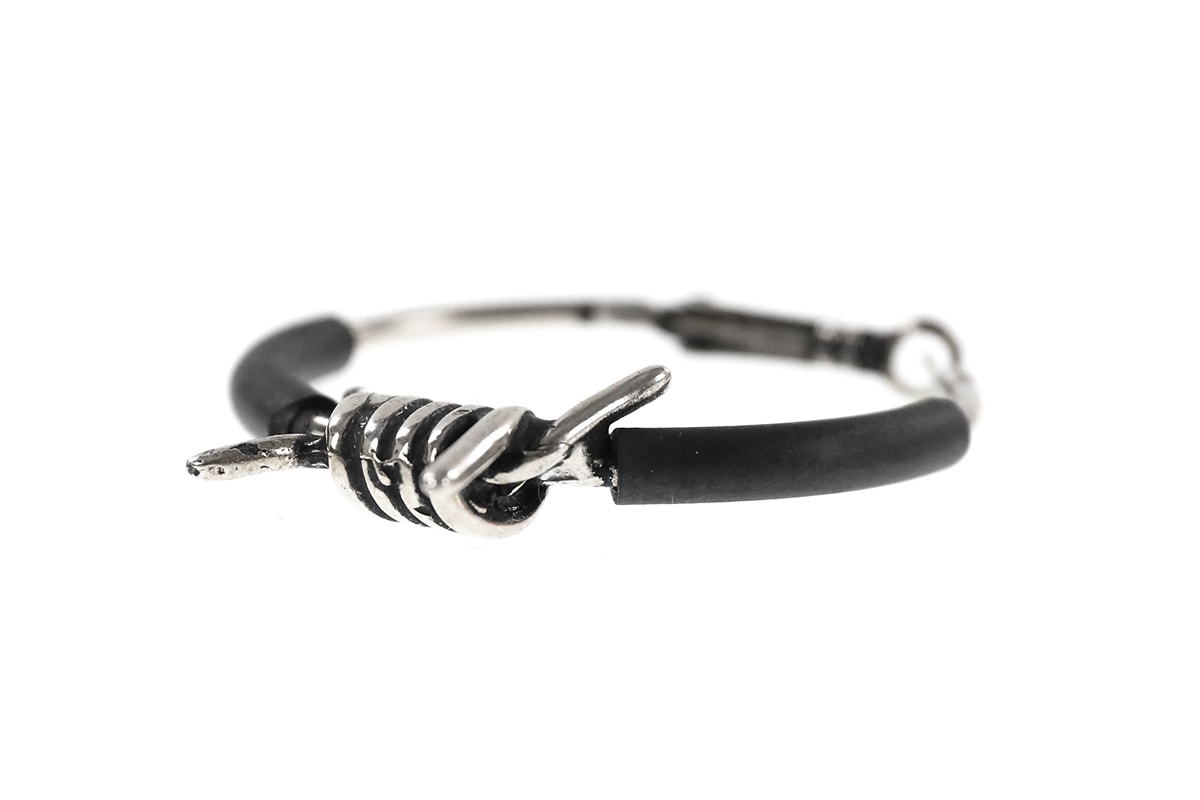 heron preston silver tone brass chain link barbed wire bracelet necklace ring