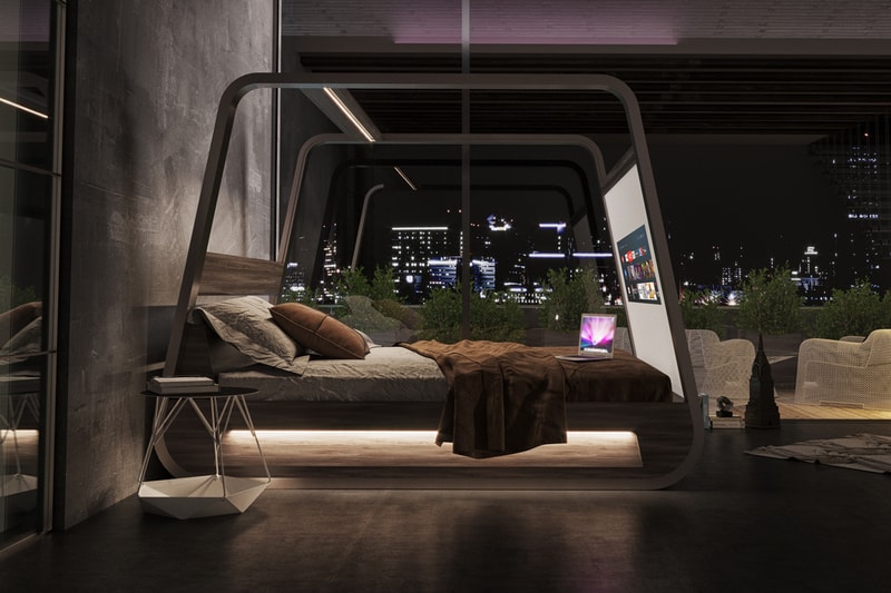 Hi-Interiors App Enabled Smart Bed Built In Projector Sound System Speakers HiBed Movies TV Music Health Lighting Lounge Entertainment