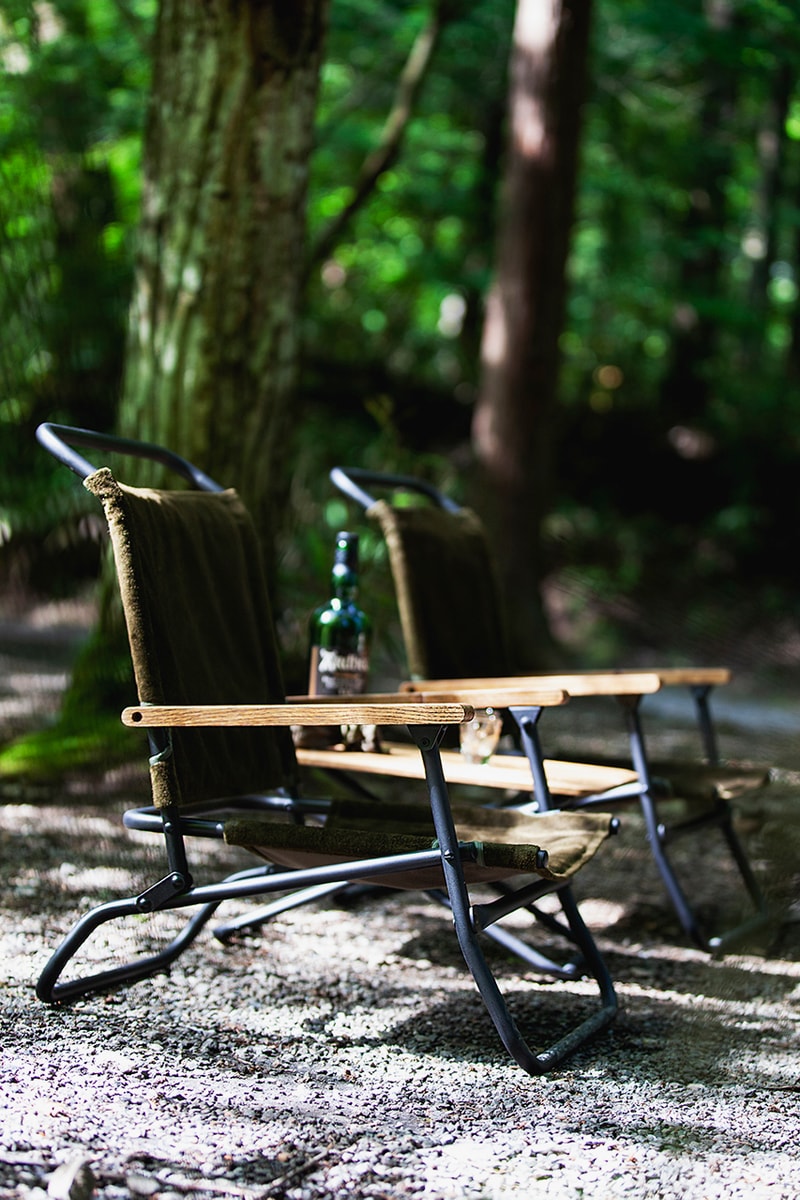 hobo x TRUCK Furniture "Takibi Bar" Season 2 Fashion Apparel Camping Gear Collection Campaign Photography Lookbooks Outdoors Tokyo Japan Paraffin Wax Coated Olive Canvas Items Utility Bag Folding Chair Tote Apron Low Table Pouch Case 