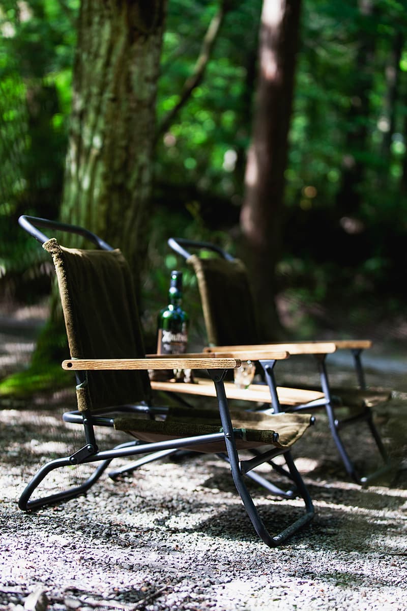 hobo x TRUCK Furniture "Takibi Bar" Season 2 Fashion Apparel Camping Gear Collection Campaign Photography Lookbooks Outdoors Tokyo Japan Paraffin Wax Coated Olive Canvas Items Utility Bag Folding Chair Tote Apron Low Table Pouch Case