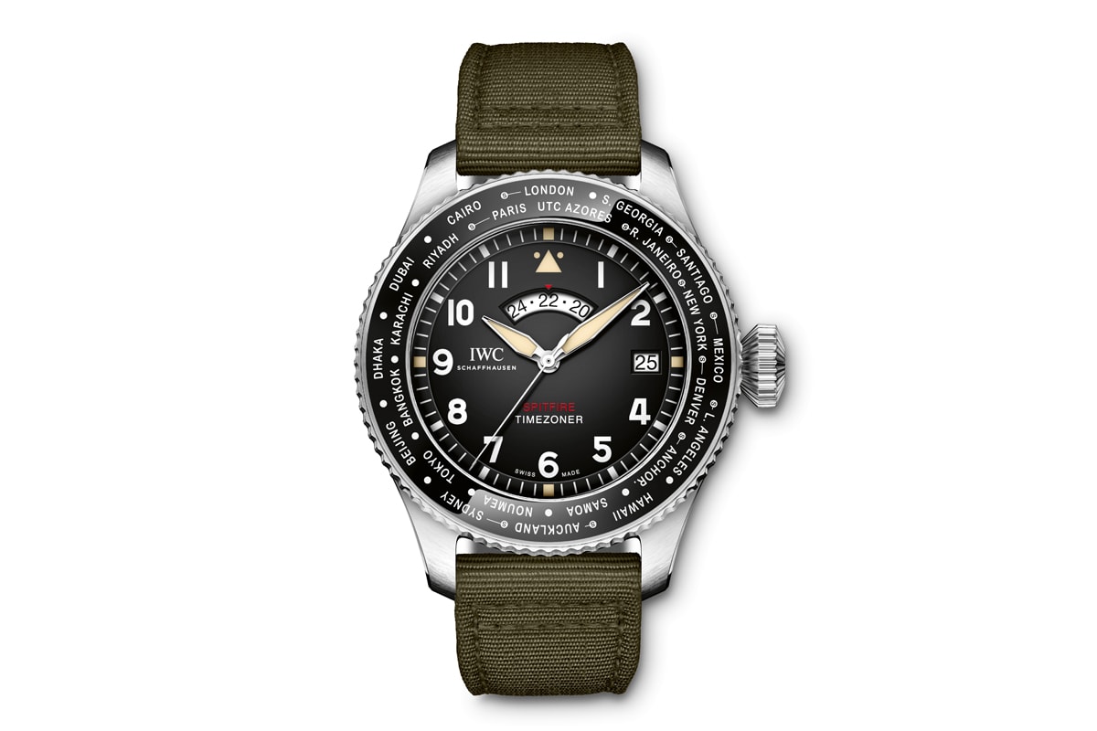 IWC Schaffhausen Pilots Watch Timezoner Spitfire Edition aviation flying silver spitfire the longest flight 