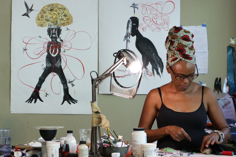 david zwirner london affinities exhibition chris ofili jasmine thomas girvan paintings artworks 
