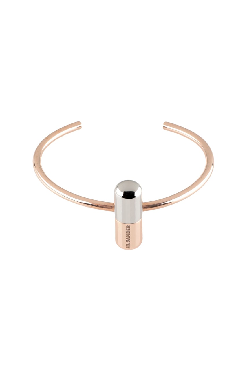 jil sander mens brass necklace necklaces bracelets bracelet jewelry logo pill capsule shape chain