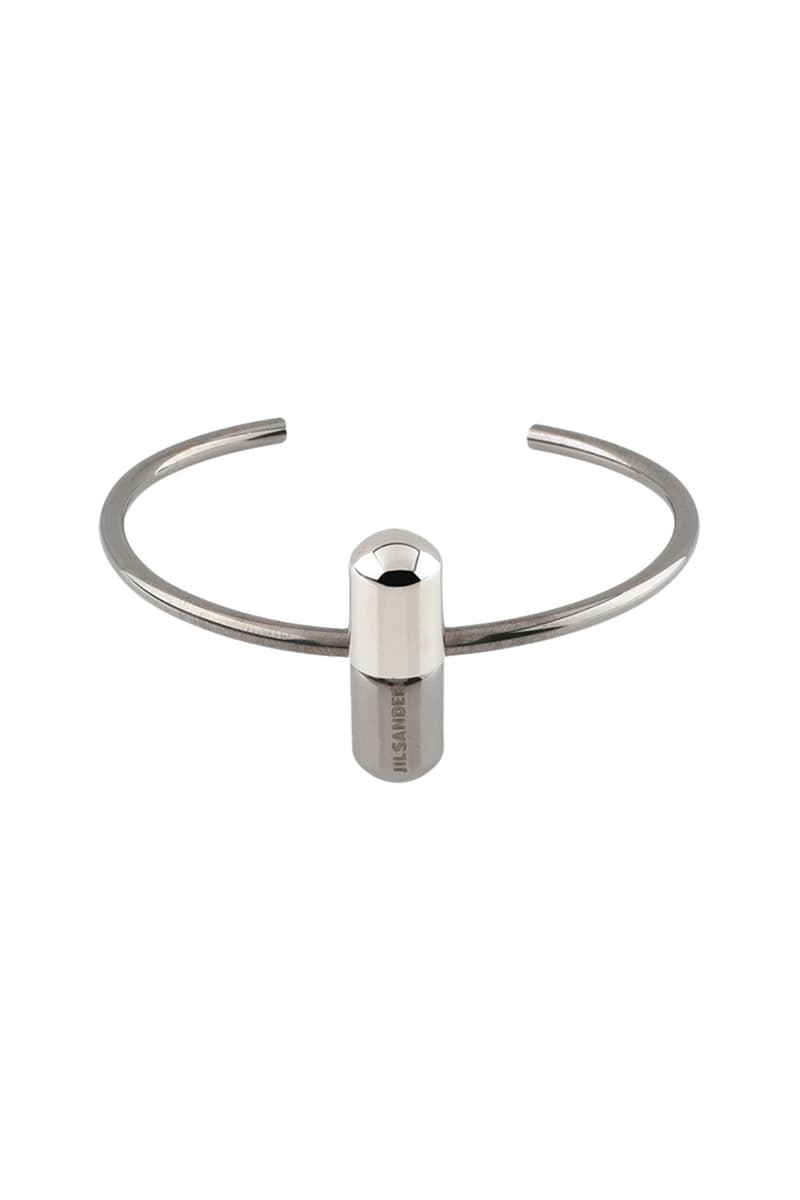 jil sander mens brass necklace necklaces bracelets bracelet jewelry logo pill capsule shape chain