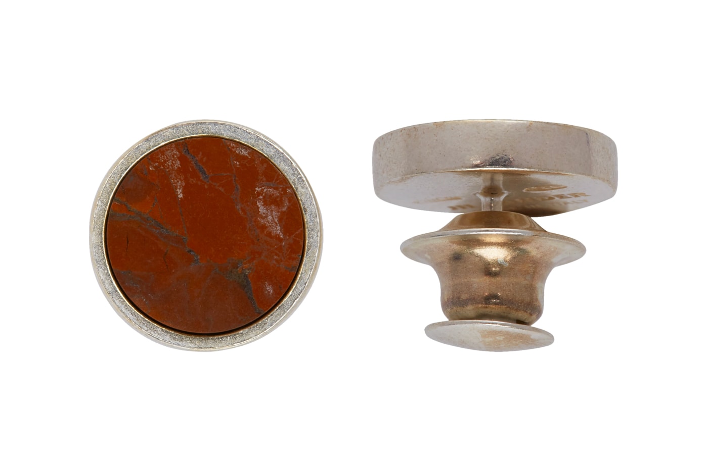 Jil Sander Silver Round Pin SSENSE Pins Accessories marble stone pins style fashion 
