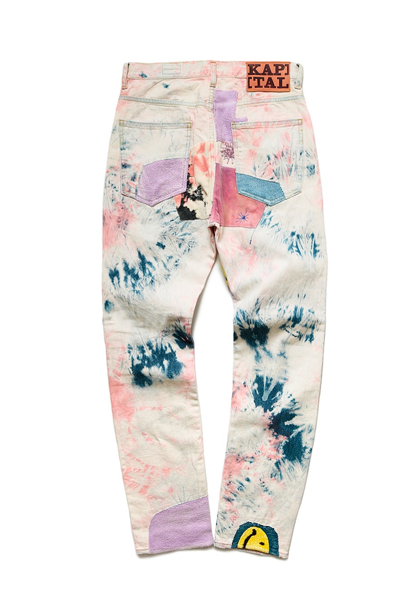 KAPITAL OKABILLY Gypsy Ashbury Dyed Patchwork Jeans release info price date "12oz Broken Denim OKABILLY Gypsy Patch Remake (ASHBURY DYED)" smiley face drop 