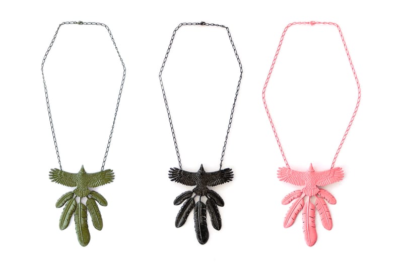 KAPITAL Drops a Set of Glossy Lacquer Eagle & Feather Necklaces