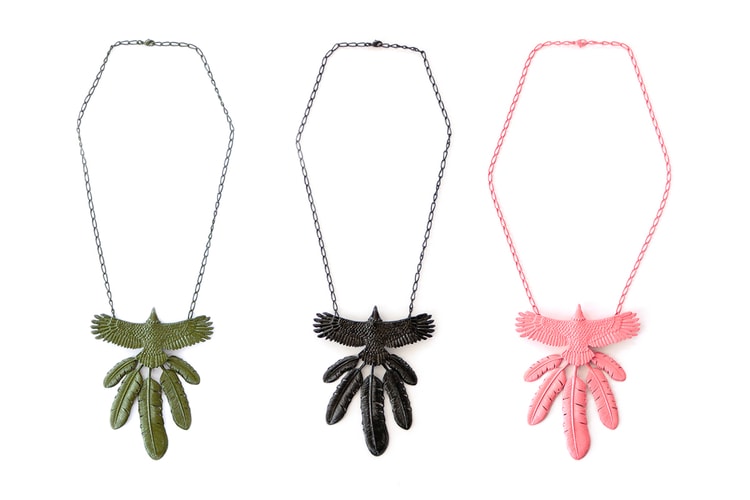 KAPITAL Drops a Set of Glossy Lacquer Eagle & Feather Necklaces