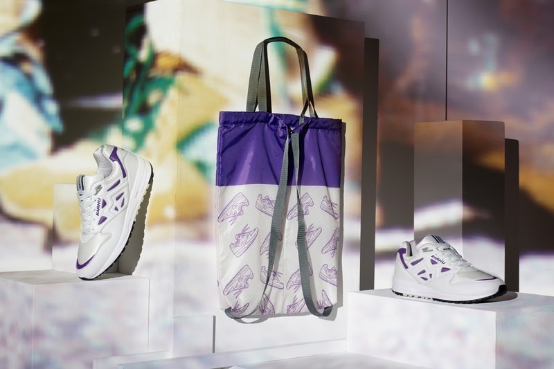 Karhu Debuts The Legacy 96 "OG" sneaker Finland kanye west footwear Italian leather purple white running shoe rucksack bag