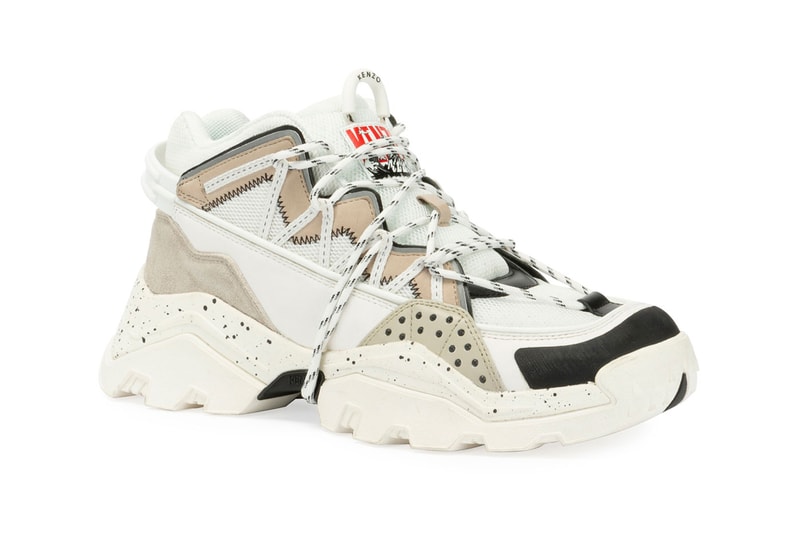kenzo mens inka chunky speckled wraparound lace hiking sneakers white tan release 